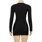 Long Sleeve V Neck Mini Dress GAXB-A243DS
