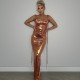 Glossy Sleeveless Tie Up Maxi Dress GAXB-A223DS