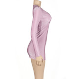 Long Sleeve V Neck Mini Dress GAXB-A243DS