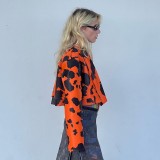Lapel Milk Print Long Sleeve Leather Coat Jacket GAXB-A239TP