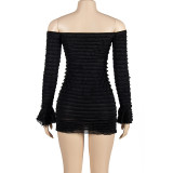 One Shoulder Sexy Long Sleeve Mini Dress GAXB-A270DS