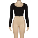 Long Sleeve Solid Color Pullover GAXB-A207TP