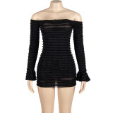 One Shoulder Sexy Long Sleeve Mini Dress GAXB-A270DS