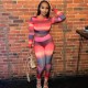 O Neck Printed Tops Pants Two Piece Set GAXB-A197ST