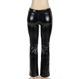 Solid Color Micro Flare Split Pants GAXB-A246PT