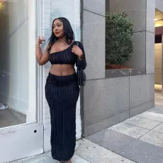 Single Long Sleeve Sexy Two Piece Skirts Set GAXB-A164ST