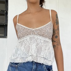 Sling Printed Lace Tops GAXB-W051TP