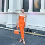 Sleeveless Tube Tops Patchwork Maxi Dress GAXB-A225DS