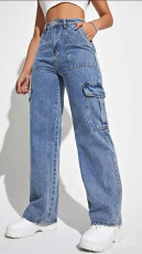 Loose Washed Pockets Staight Jeans GKNF-TSX-9051