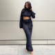 Solid Color Long Sleeve Pants Two Piece Set GAXB-A222ST
