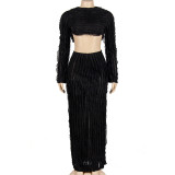 Solid Color Long Sleeve Pants Two Piece Set GAXB-A222ST