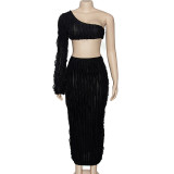Single Long Sleeve Sexy Two Piece Skirts Set GAXB-A164ST