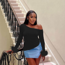 Solid Patchwork Long Sleeve T Shirt GAXB-A229TP