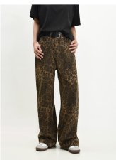 Leopard Print Straight Denim Jeans GKNF-TSSC-3269