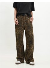 Leopard Print Straight Denim Jeans GKNF-TSSC-3269