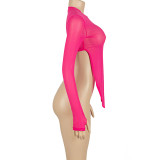 Solid Color Long Sleeve Irregular Tops GAXB-A233TP