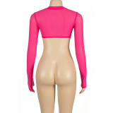 Solid Color Long Sleeve Irregular Tops GAXB-A233TP