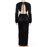Solid Color Long Sleeve Pants Two Piece Set GAXB-A222ST