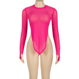 Solid Color Long Sleeve Irregular Tops GAXB-A233TP