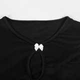 Solid Color Bow Sexy Hollow Out Mini Dress GAXB-W054DS