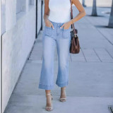 High Waisted Wide Leg Nine Minute Jeans GKNF-TSXF-2455