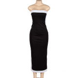 Sleeveless Tube Tops Patchwork Maxi Dress GAXB-A225DS