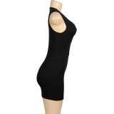 Solid Color Bow Sexy Hollow Out Mini Dress GAXB-W054DS