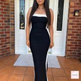 Sleeveless Tube Tops Patchwork Maxi Dress GAXB-A225DS