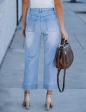High Waisted Wide Leg Nine Minute Jeans GKNF-TSXF-2455