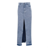 Fashion Loose Split Denim Long Skirt GKNF-TS-3415