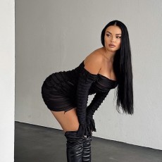 One Shoulder Sexy Long Sleeve Mini Dress GAXB-A270DS