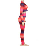 O Neck Printed Tops Pants Two Piece Set GAXB-A197ST