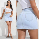 Fashion Solid Denim Half Body Skirt GKNF-TS-2324