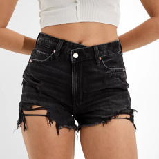 Ripped Raw Edge Denim Short  GKNF-TS-A395