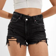 Ripped Raw Edge Denim Short  GKNF-TS-A395