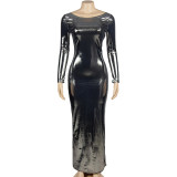 Long Sleeve Backless Maxi Dress GAXB-A195DS