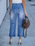High Waisted Wide Leg Nine Minute Jeans GKNF-TSXF-2455