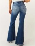 Fashion Holes Micro Flare Jeans GKNF-TS-T244308（Z8702)