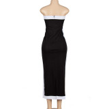 Sleeveless Tube Tops Patchwork Maxi Dress GAXB-A225DS