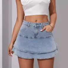 Washed Fashion Half Body Puffy Skirt GKNF-TSYJ-836