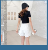White Fashion Loose Denim Shorts GKNF-TS2010