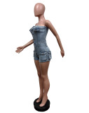 Casual Tube Tops Single-breasted Romper MEM-88554