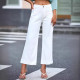 Solid Color Wide Leg Nine-Point Jeans GKNF-TSXF-2455-1