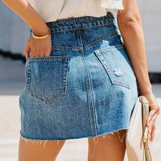 Casual Single-breasted Denim Half Skirts GKNF-TSQ-043