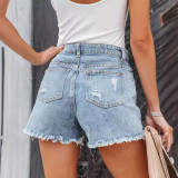 Chain Patchwork Holes Loose Denim Short GKNF-TSYOU-2888