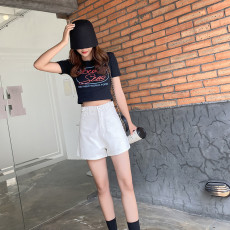 White Fashion Loose Denim Shorts GKNF-TS2010