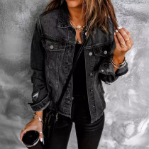 Fashion Holes Lapel Denim Jacket GKNF-TSX-022