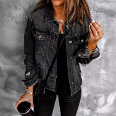 Fashion Holes Lapel Denim Jacket GKNF-TSX-022