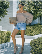 Fashion Tight Rolled-up Denim Short GKNF-TSQ-037