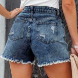 Chain Patchwork Holes Loose Denim Short GKNF-TSYOU-2888